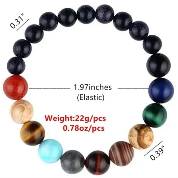 Eight planets natural stone beaded‎ bracelet - Picture 4 of 5